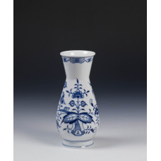Vase, Zwiebelmuster, kobaltblau, weißer Rand, H 16,5 cm