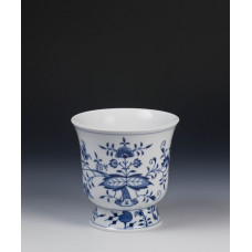 Vase, Zwiebelmuster, kobaltblau, weißer Rand, H 13,5 cm