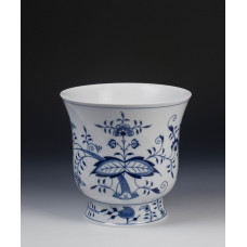 Vase, Zwiebelmuster, kobaltblau, weißer Rand, H 19 cm