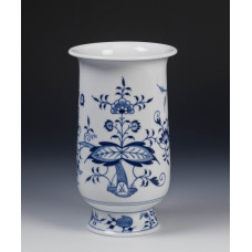 Vase, Zwiebelmuster, kobaltblau, weißer Rand, H 20 cm