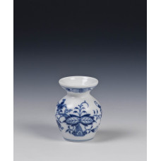 Vase, Zwiebelmuster, kobaltblau, weißer Rand, H 6 cm