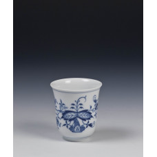 Becher, Zwiebelmuster, kobaltblau, weißer Rand, H 6,5 cm