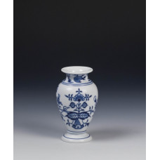 Vase, Zwiebelmuster, kobaltblau, weißer Rand, H 11 cm