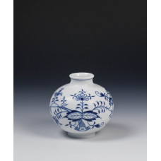 Vase, Zwiebelmuster, kobaltblau, weißer Rand, H 10,5 cm