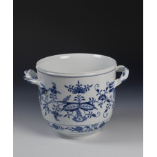 Blumentopf, Zwiebelmuster, kobaltblau, weißer Rand, H 18 cm