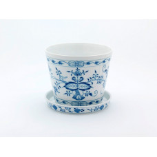 Blumentopf, Zwiebelmuster, kobaltblau, weißer Rand, H 19,5 cm