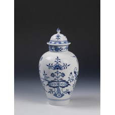 Vase, Zwiebelmuster, kobaltblau, weißer Rand, H 24,5 cm