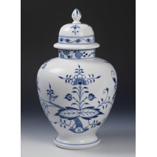 Vase, Zwiebelmuster, kobaltblau, weißer Rand, H 32 cm