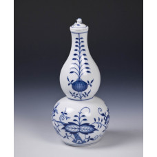 Flakon, Zwiebelmuster, kobaltblau, weißer Rand, 21 cm