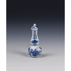 Flakon, Zwiebelmuster, kobaltblau, weißer Rand, H 8 cm