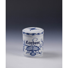 Dose, Zwiebelmuster, kobaltblau, weißer Rand, 8,5x11 cm