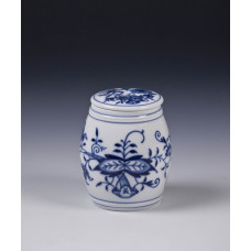 Dose, Zwiebelmuster, kobaltblau, weißer Rand, 9,5 cm