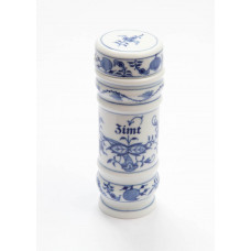 Dose, Zwiebelmuster, kobaltblau, weißer Rand, 14,2 cm