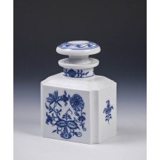 Teedose, Zwiebelmuster, kobaltblau, weißer Rand, 16 cm