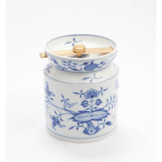 Teedose (o.M. 52835), Zwiebelmuster, kobaltblau, weißer Rand,