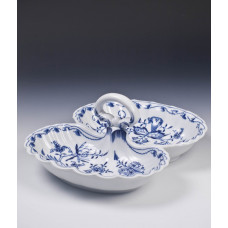 Kompottiere, Zwiebelmuster, kobaltblau, weißer Rand, L 28,5 cm