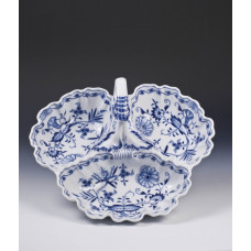 Kompottiere, Zwiebelmuster, kobaltblau, weißer Rand, L 33 cm