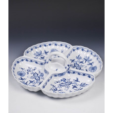 Kompottiere, Zwiebelmuster, kobaltblau, weißer Rand, 34x34 cm