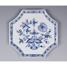 Platte,achteckig, Zwiebelmuster, kobaltblau, wei&szlig;er Rand, L 21 cm