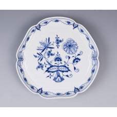 Platte mit F&uuml;&szlig;en, Zwiebelmuster, kobaltblau, wei&szlig;er Rand, 22,5 cm