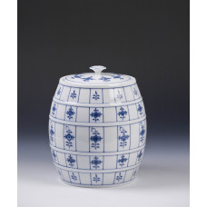 Essig-Öl-Fass, Zwiebelmuster, kobaltblau, weißer Rand, 19,6 cm