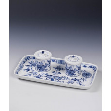 Schreibzeug, Zwiebelmuster, kobaltblau, weißer Rand, 23x16 cm