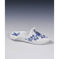 Pantoffel rechts, Zwiebelmuster, kobaltblau, weißer Rand, L 17 cm