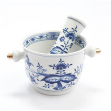 Mörser, Zwiebelmuster, kobaltblau, weißer Rand, 23 cm