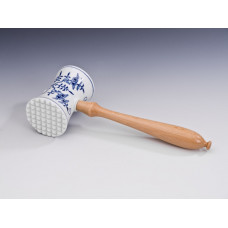 Fleischklopfer, Zwiebelmuster, kobaltblau, weißer Rand, 29 cm