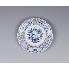 Teller, durchbr., Zwiebelmuster, kobaltblau, weißer Rand, ø 15 cm