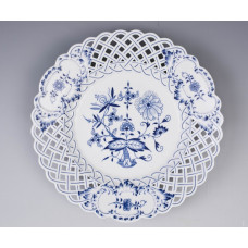 Teller, durchbr., Zwiebelmuster, kobaltblau, weißer Rand, ø 29 cm