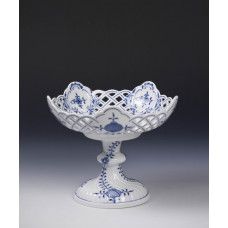 Schale auf Fu&szlig; durchbrochen, Zwiebelmuster, kobaltblau, wei&szlig;er Rand, H 17 cm