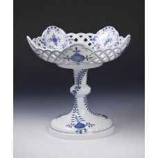 Schale auf Fu&szlig; durchbrochen, Zwiebelmuster, kobaltblau, wei&szlig;er Rand, 22 cm