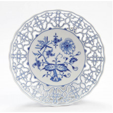 Schale, durchbr., Zwiebelmuster, kobaltblau, weißer Rand, ø 20 cm