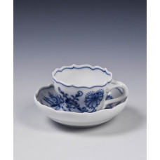 Miniaturtasse Neuer Ausschnitt, Zwiebelmuster, kobaltblau, weißer Rand, 0,04 l