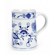 Krug, Zwiebelmuster, kobaltblau, weißer Rand, 0,6 l