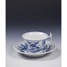 Tasse m.U., Zwiebelmuster, kobaltblau, weißer Rand, 0,16 l