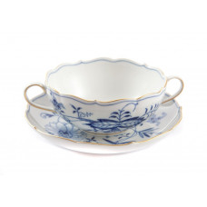 Suppentasse m.U., Zwiebelmuster, kobaltblau, Goldrand, V 0,35 l