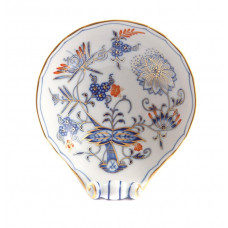 Salzgef&auml;&szlig;, Zwiebelmuster, kobaltblau, rot- und goldschattiert, Goldrand, L 12 cm