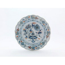 Teller, Zwiebelmuster, kobaltblau, rot- und goldschattiert, Goldrand, ø 23 cm