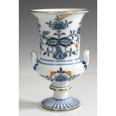 Vase, Zwiebelmuster, kobaltblau, rot- und goldschattiert, Goldrand, H 14 cm