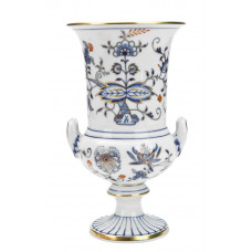 Vase, Zwiebelmuster, kobaltblau, rot- und goldschattiert, Goldrand, H 18,5 cm