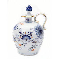 Likörflasche, Zwiebelmuster, kobaltblau, rot- und goldschattiert, Goldrand, V 0,30 l