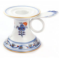 Leuchter, Zwiebelmuster, kobaltblau, rot- und goldschattiert, Goldrand, H 7 cm