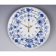 Wanduhr, Zwiebelmuster,kobaltblau,Zifferblatt mit römischen Ziffern u. Indizes,