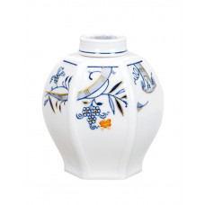 Teedose, Zwiebelmuster 'Style',kobaltblau, rot und gold schattiert, H 9,5 cm