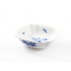 Sch&uuml;ssel, eckig, Deutsche Blume, kobaltblau, wei&szlig;er Rand, L 18,5 cm