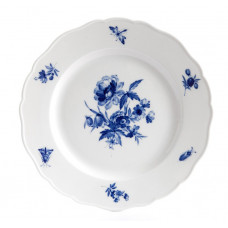 Speiseteller, Deutsche Blume, kobaltblau, weißer Rand, ø 28 cm