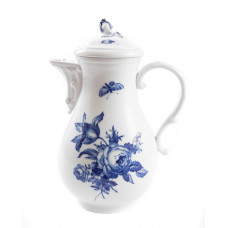 Kaffeekanne, Deutsche Blume, kobaltblau, weißer Rand, V 1,20 l