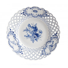 Teller, durchbr., Deutsche Blume, kobaltblau, weißer Rand, ø 21 cm